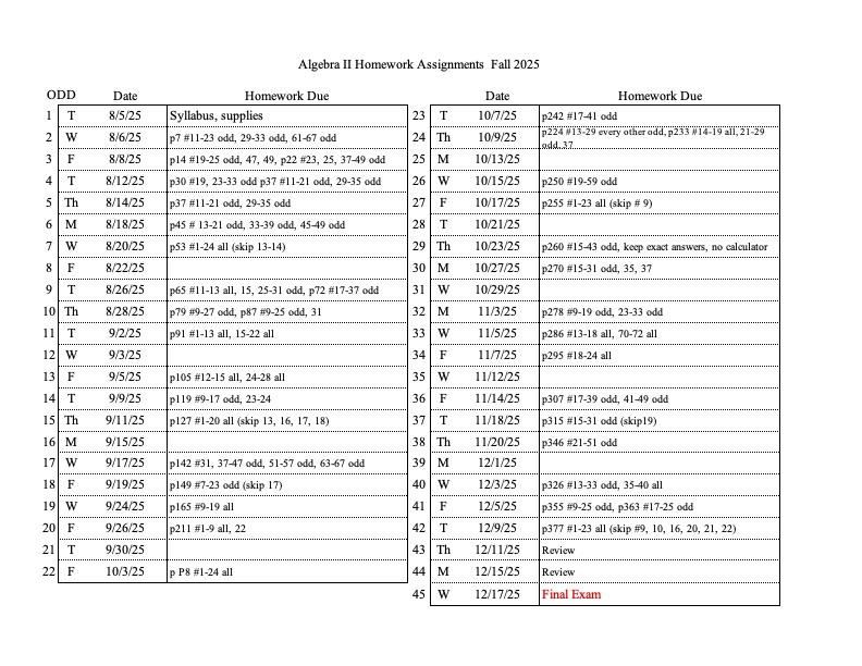 Alg2 HW F25